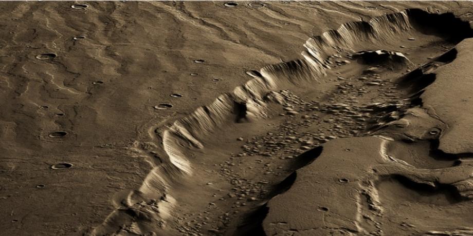 El canal Dao Vallis, creado en la superficie de Marte por un flujo de agua líquida.