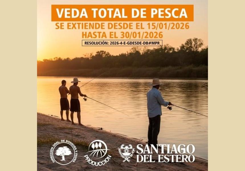 Prorrogan la veda total de pesca en la provincia de Santiago del Estero