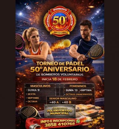 Torneo de pádel por el 50° aniversario de Bomberos Voluntarios