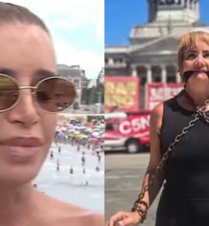 Florencia Peña Apoya a Nancy Pazos en su Protesta Frente al Congreso