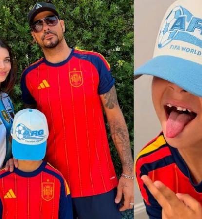 Eva De Dominici responde a críticas por imagen de su hijo con camiseta española